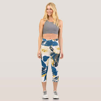 Tropische Hand zeichnen: Kreatives, nahtloses Must Capri Leggings