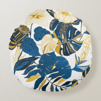 Tropische Hand zeichnen: Kreatives, nahtloses Must Rundes Kissen