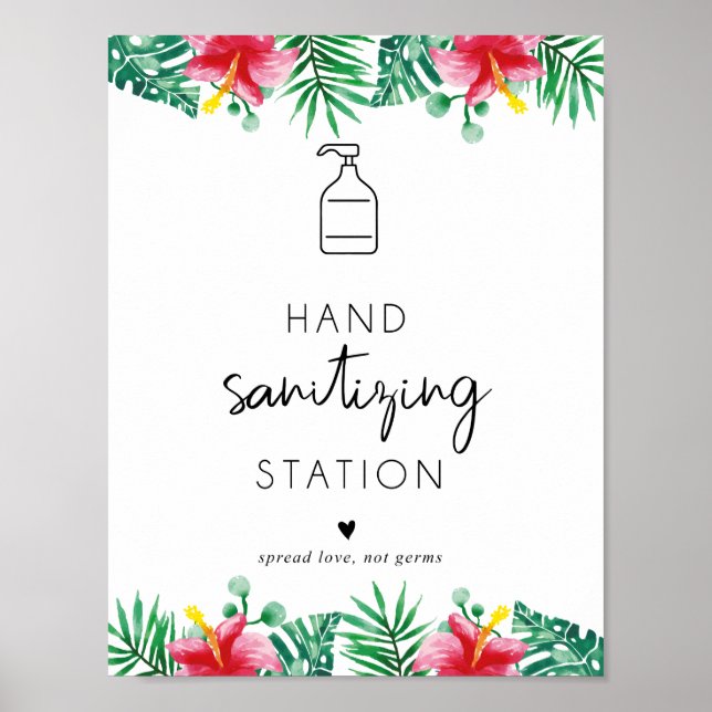 Tropische Handdesinfektionsstation Poster (Vorne)