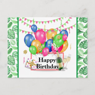 Tropische Happy Birthday-Feier Postkarte