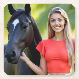 Tropische Harmonie: Helena und ihr Pferd Rechteckiger Pappuntersetzer