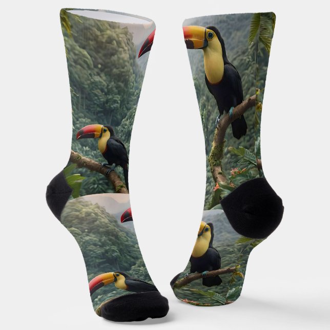 Tropische Harmonie: Zwei Toucans auf der Canopy Socken (Gewinkelt)