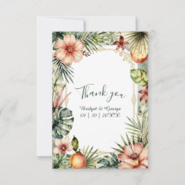 Tropische Hawaii-Boho-Palmen-Blumen-Hochzeit Dankeskarte