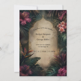 Tropische Hawaii-Boho-Palmen-Blumen-Hochzeit Einladung