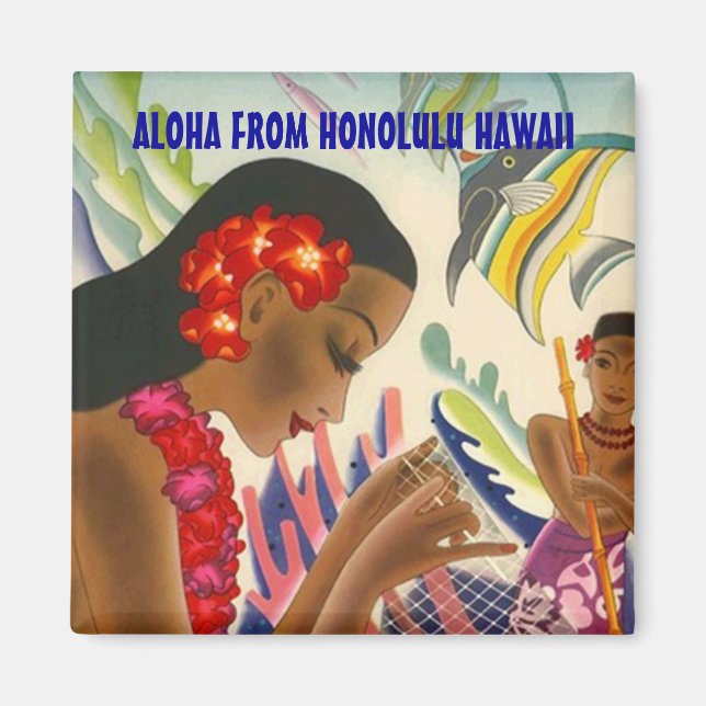 TROPISCHE HAWAII REISE SOUVENIR MAGNET ~ KUSTOMIEN (Vorne)
