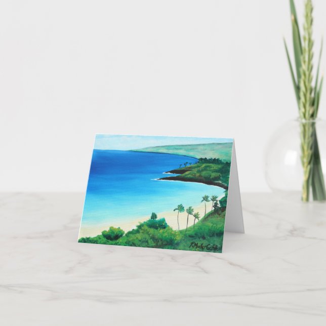 Tropische Hawaii-Strand-Kunst Notecard Feiertagskarte (Vorderseite)