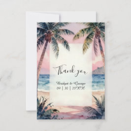 Tropische Hawaii-Strandpalmen-Sonnenuntergangs-Hoc Dankeskarte