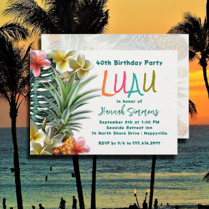 Tropische Hawaiian Luau-Geburtstags-Einladungen Einladung