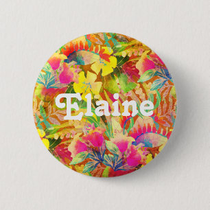 Tropische hawaiianische Blumen Blätter farbenfrohe Button