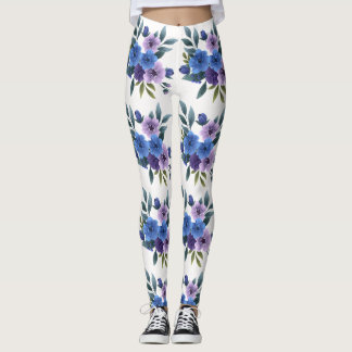 Tropische hawaiianische Blumen Hibiskus Lila Muste Leggings