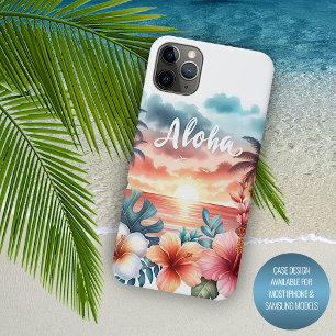 Tropische hawaiianische Blumen-Sonnenuntergangs-St Case-Mate iPhone Hülle
