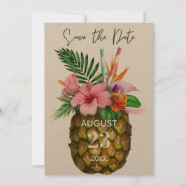 Tropische Hawaiianische Flora und Ananas Kraft Save The Date