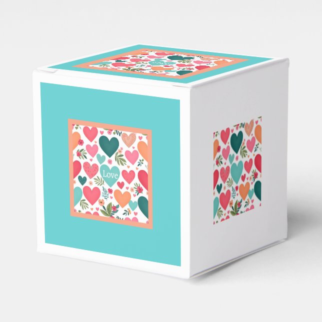 Tropische Herzen & Blume Valentinstag Geschenkschachtel (Vorderseite)