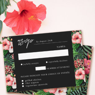 Tropische Hibiskus-Aquarell-Mahlzeitenwahl-Hochzei RSVP Karte