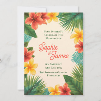 Tropische Hibiskus-Blumen-Hochzeitseinladung Einladung