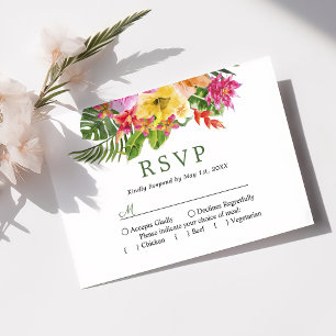Tropische Hibiskus-Blumenpalmen-Hochzeits-RSVP RSVP Karte