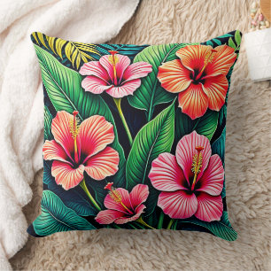 Tropische Hibiskus-Blüten-Kunst Kissen