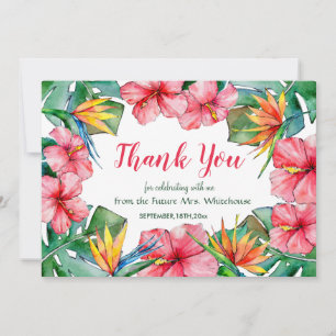Tropische Hibiskus Hawaiianische Hochzeits-Dankesk Dankeskarte