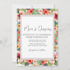 Tropische Hibiskus-Hochzeit Einladung
