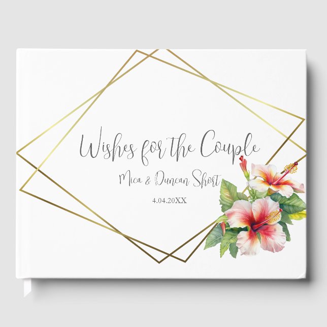 Tropische Hibiskus-Hochzeit Gästebuch (Vorderseite)