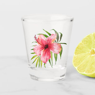 Tropische Hibiskusblüten-Palm-Luau-Party Schnapsglas