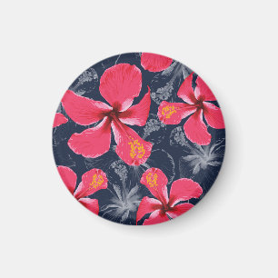Tropische Hibiskusblüten Sommerdesign Magnet