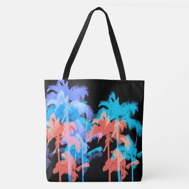 Tropische Hitzewelle Neon Hawaiian Palm Beach Bag (Vorderseite)