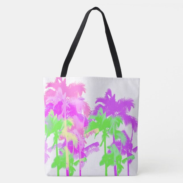 Tropische Hitzewelle Neon Hawaiian Palm Beach Bag (Vorderseite)