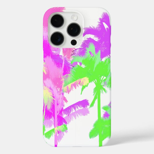 Tropische Hitzewelle Neon Hawaiian Palmen Weiße Bä Case-Mate iPhone Hülle (Rückseite)