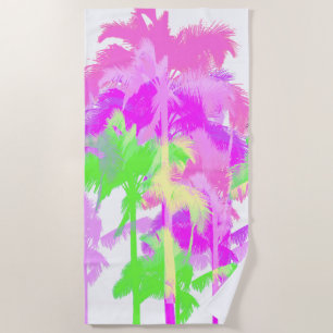 Tropische Hitzewelle Neon Hawaiianische Palmen - W Strandtuch