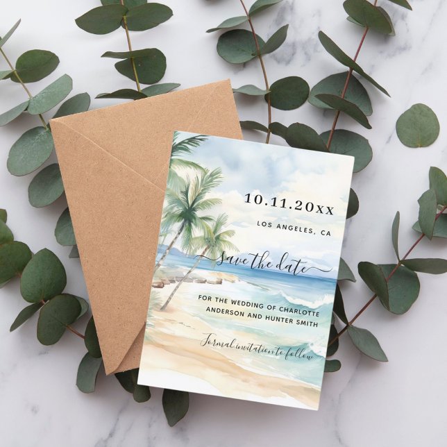 Tropische Hochzeit am Strand speichern Sie das Dat Save The Date (Von Creator hochgeladen)