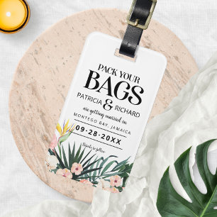 Tropische Hochzeit am Traumziel - Save the Date Gepäckanhänger
