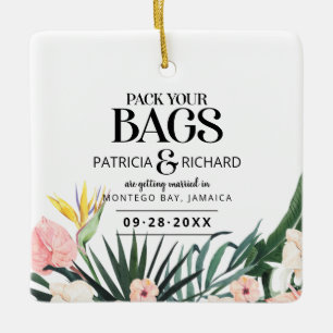 Tropische Hochzeit am Traumziel - Save The Date Keramikornament