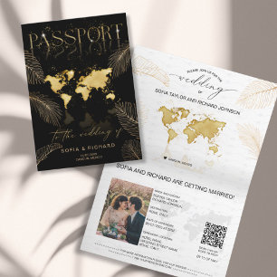 Tropische Hochzeit am Zielort Reisepass-QR-Code Einladung