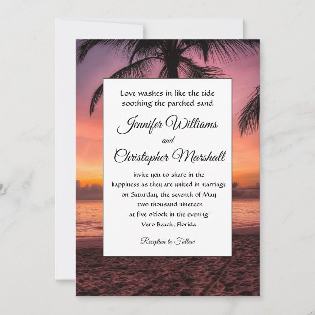 Tropische Hochzeit Einladung (Vorderseite)