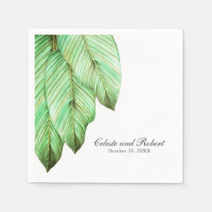 Tropische Hochzeit in Aquarellblättern Serviette