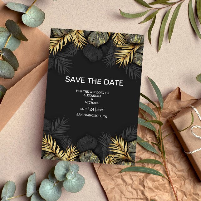 Tropische Hochzeit in Urlaubsort in Schwarz und Go Save The Date (Von Creator hochgeladen)