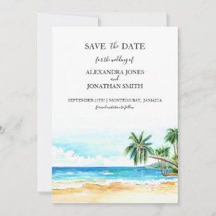 Tropische Hochzeit in Urlaubsort Save the Date