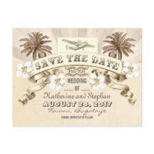 tropische Hochzeit in Urlaubsort Save the Date
