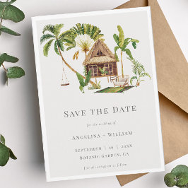 Tropische Hochzeit in Urlaubsort Save the Date Einladung