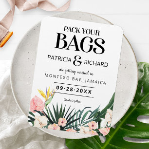 Tropische Hochzeit in Urlaubsort Save the Date Magnet