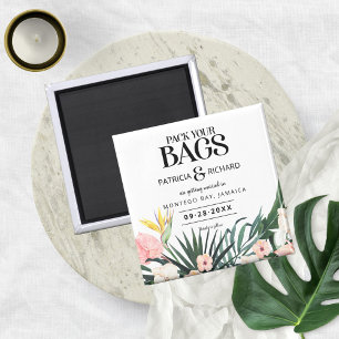 Tropische Hochzeit in Urlaubsort Save the Date Magnet