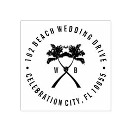 Tropische Hochzeit in Urlaubsort von Knotted Palm Gummistempel