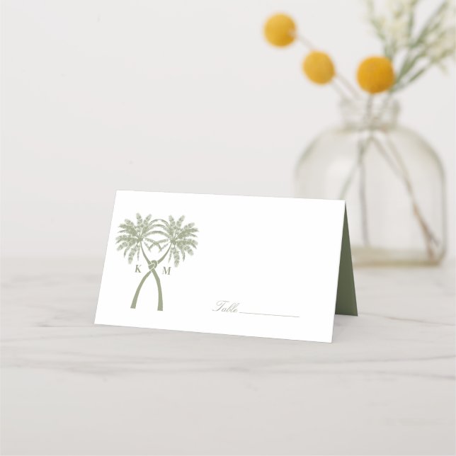 Tropische Hochzeit in Urlaubsort von Knotted Palm  Platzkarte (Vorderseite)