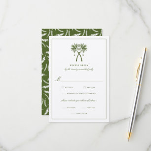 Tropische Hochzeit in Urlaubsort von Knotted Palm RSVP Karte