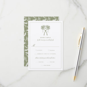 Tropische Hochzeit in Urlaubsort von Knotted Palm  RSVP Karte