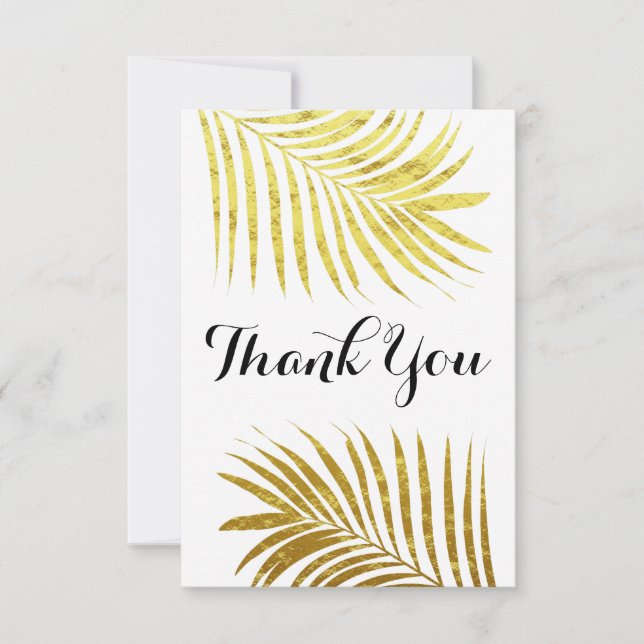 Tropische Hochzeit mit Gold Foil Leaf Elegant Viel Dankeskarte (Vorderseite)