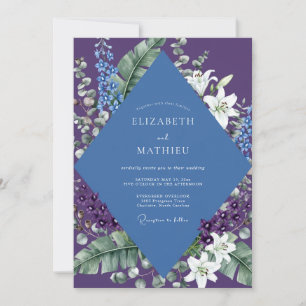 Tropische Hochzeit mit lila Lilien Einladung