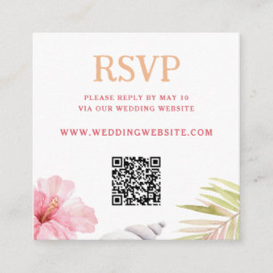 Tropische Hochzeit mit QR-Code Begleitkarte