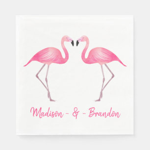 Tropische Hochzeit mit rosa Flamingos - Brautparty Serviette